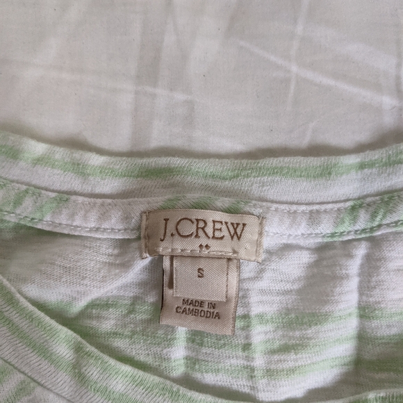J. Crew Mint Green & White Criss Cross Stripes Tee Shirt - Picture 3 of 3